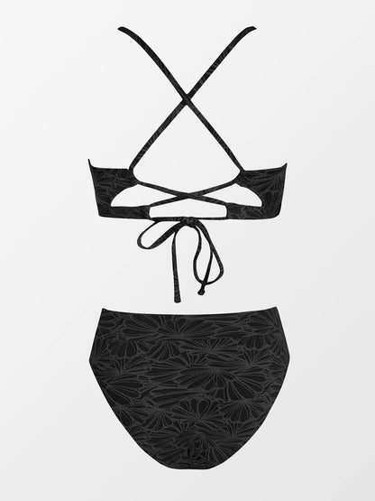 CUPSHE Bikini Set for Women Bathing Suit High Waisted Scalloped V Neck Two Pieces Swimsuit - 7DAY'S