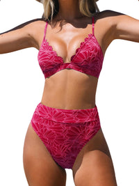 CUPSHE Bikini Set for Women Bathing Suit High Waisted Scalloped V Neck Two Pieces Swimsuit - 7DAY'S