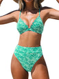 CUPSHE Bikini Set for Women Bathing Suit High Waisted Scalloped V Neck Two Pieces Swimsuit - 7DAY'S