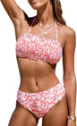 CUPSHE Bikini Set for Women Two Piece Swimsuit Bandeau Top Back Tie Mid Waisted Bottom with Removable Shoulder Straps - 7DAY'S