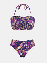 CUPSHE Bikini Set for Women Two Piece Swimsuit Bandeau Top Back Tie Mid Waisted Bottom with Removable Shoulder Straps - 7DAY'S