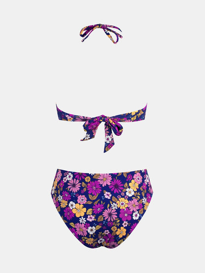 CUPSHE Bikini Set for Women Two Piece Swimsuit Bandeau Top Back Tie Mid Waisted Bottom with Removable Shoulder Straps - 7DAY'S