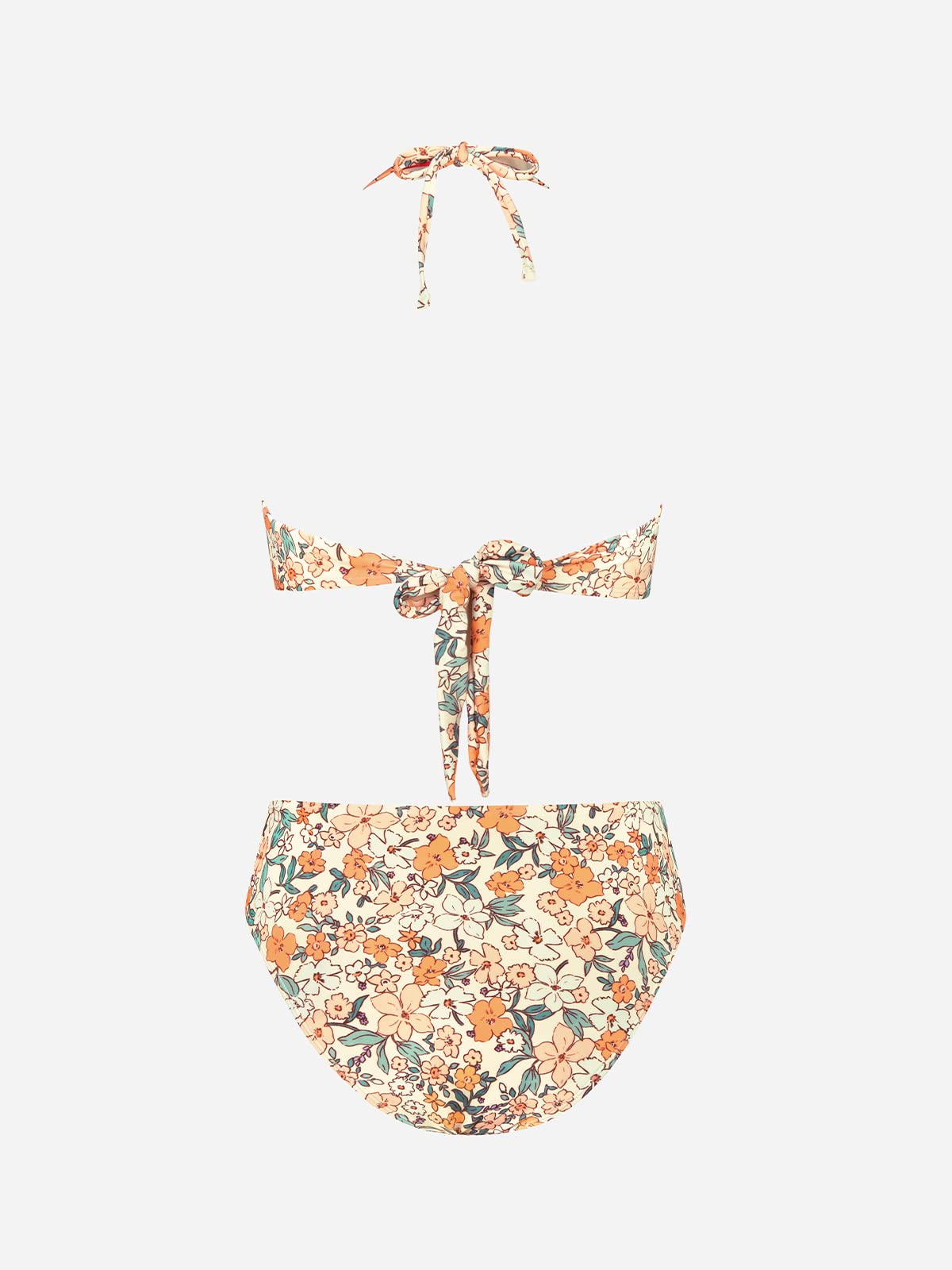 CUPSHE Bikini Set for Women Two Piece Swimsuit Bandeau Top Back Tie Mid Waisted Bottom with Removable Shoulder Straps - 7DAY'S