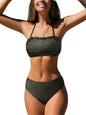 CUPSHE Bikini Set for Women Two Piece Swimsuit Bandeau Top Back Tie Mid Waisted Bottom with Removable Shoulder Straps - 7DAY'S