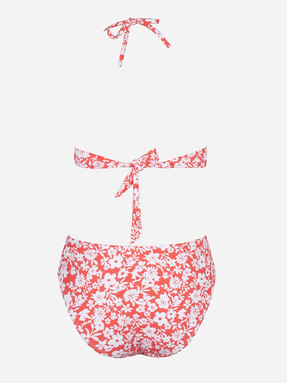 CUPSHE Bikini Set for Women Two Piece Swimsuit Bandeau Top Back Tie Mid Waisted Bottom with Removable Shoulder Straps - 7DAY'S