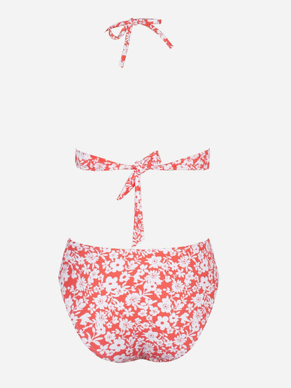 CUPSHE Bikini Set for Women Two Piece Swimsuit Bandeau Top Back Tie Mid Waisted Bottom with Removable Shoulder Straps - 7DAY'S