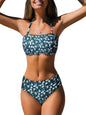 CUPSHE Bikini Set for Women Two Piece Swimsuit Bandeau Top Back Tie Mid Waisted Bottom with Removable Shoulder Straps - 7DAY'S