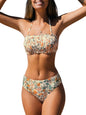 CUPSHE Bikini Set for Women Two Piece Swimsuit Bandeau Top Back Tie Mid Waisted Bottom with Removable Shoulder Straps - 7DAY'S