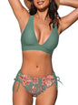 CUPSHE Bikini Set for Women Two Piece Swimsuit V Neck Triangle Top Wide Straps Cross Back Lace up Mid Rise - 7DAY'S