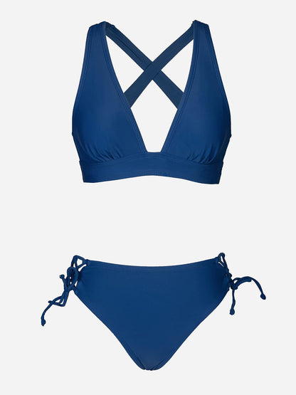 CUPSHE Bikini Set for Women Two Piece Swimsuit V Neck Triangle Top Wide Straps Cross Back Lace up Mid Rise - 7DAY'S
