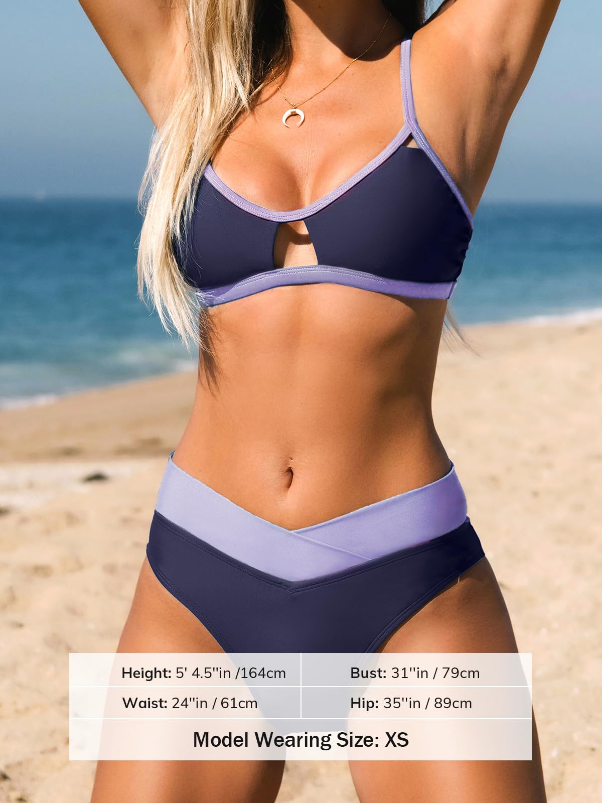 CUPSHE Bikini Set for Women Two Piece Swimsuits Cut Out High Waisted Scoop Neck V Cut Bottom - 7DAY'S