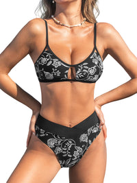 CUPSHE Bikini Set for Women Two Piece Swimsuits Cut Out High Waisted Scoop Neck V Cut Bottom - 7DAY'S