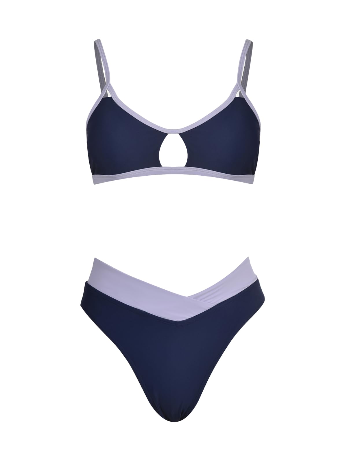 CUPSHE Bikini Set for Women Two Piece Swimsuits Cut Out High Waisted Scoop Neck V Cut Bottom - 7DAY'S
