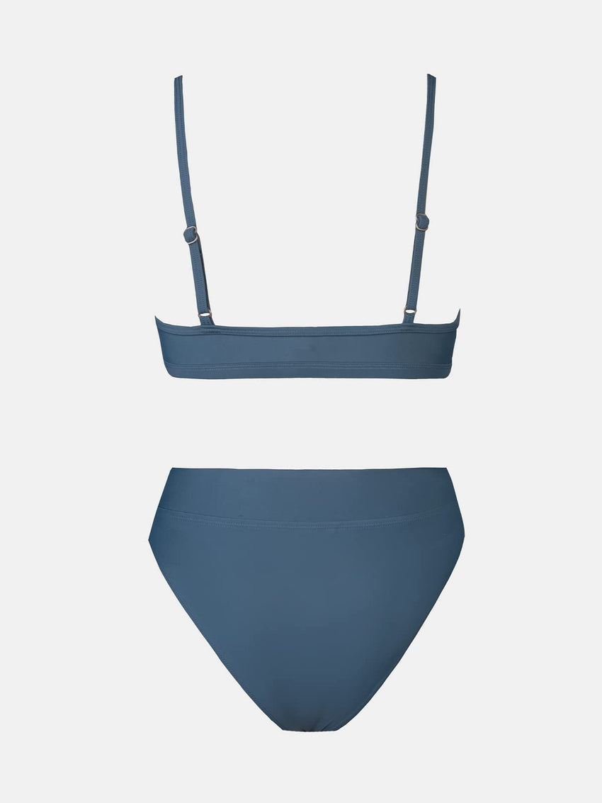 CUPSHE Bikini Set for Women Two Piece Swimsuits Cut Out High Waisted Scoop Neck V Cut Bottom - 7DAY'S