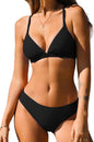 CUPSHE Bikini Set for Women Two Piece Swimsuits V Neck Low Rise Crisscross Back Self Tie Spaghetti Straps - 7DAY'S