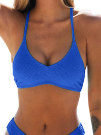 CUPSHE Bikini Top for Women Bathing Suit Criss Cross Self Tie Spaghetti Straps V Neck - 7DAY'S