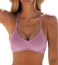 CUPSHE Bikini Top for Women Bathing Suit Criss Cross Self Tie Spaghetti Straps V Neck - 7DAY'S