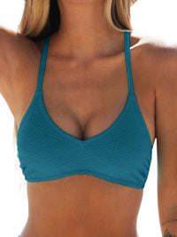CUPSHE Bikini Top for Women Bathing Suit Criss Cross Self Tie Spaghetti Straps V Neck - 7DAY'S