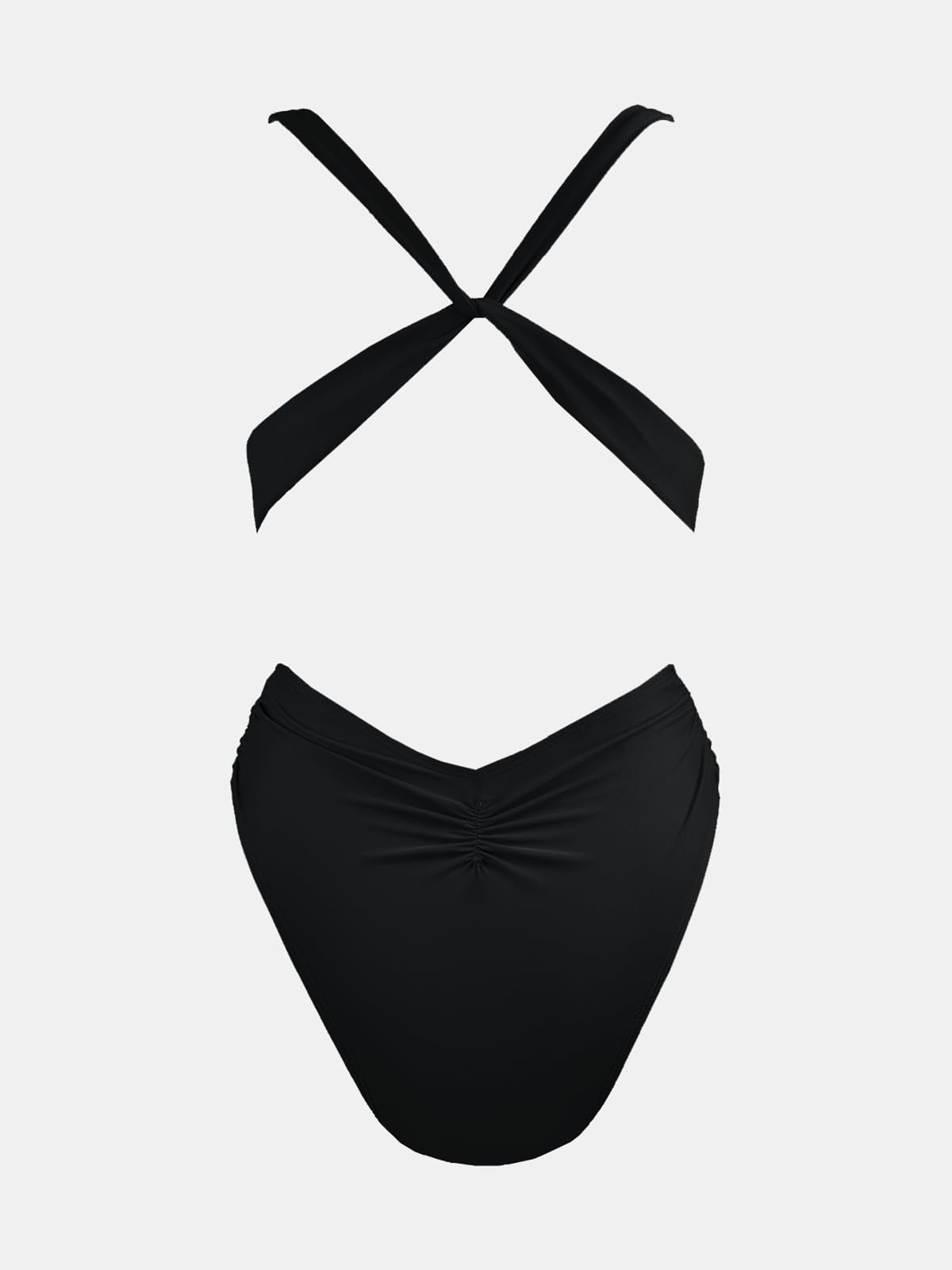 CUPSHE One Piece Swimsuit for Women Bathing Suit Cut Out Cross Back Tie Deep V Neck Ruched High Cut - 7DAY'S
