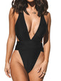 CUPSHE One Piece Swimsuit for Women Bathing Suit Cut Out Cross Back Tie Deep V Neck Ruched High Cut - 7DAY'S