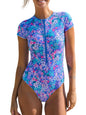 CUPSHE One Piece Swimsuit for Women Mock Neck Zipper Short Sleeve Bathing Suit - 7DAY'S