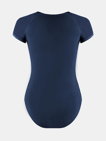 CUPSHE One Piece Swimsuit for Women Mock Neck Zipper Short Sleeve Bathing Suit - 7DAY'S