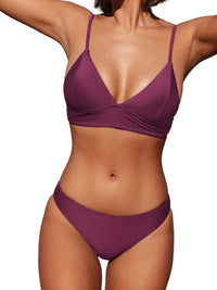 CUPSHE Women Bikini Set Solid Color Sexy Triangle Two Piece Swimsuit - 7DAY'S