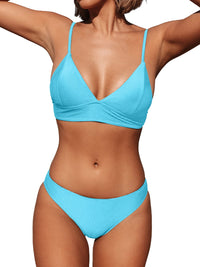 CUPSHE Women Bikini Set Solid Color Sexy Triangle Two Piece Swimsuit - 7DAY'S