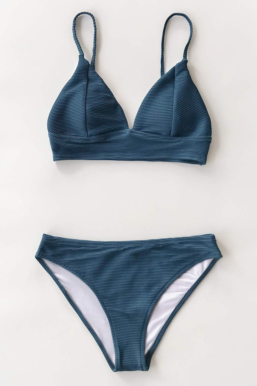 CUPSHE Women Bikini Set Solid Color Sexy Triangle Two Piece Swimsuit - 7DAY'S