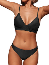 CUPSHE Women Bikini Set Solid Color Sexy Triangle Two Piece Swimsuit - 7DAY'S
