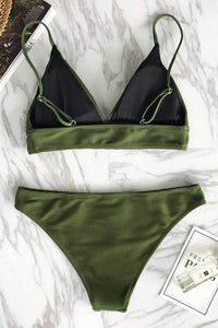 CUPSHE Women Bikini Set Solid Color Sexy Triangle Two Piece Swimsuit - 7DAY'S