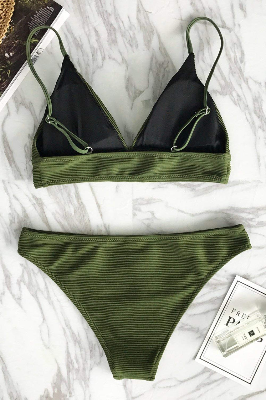 CUPSHE Women Bikini Set Solid Color Sexy Triangle Two Piece Swimsuit - 7DAY'S