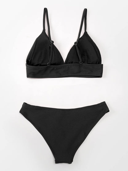 CUPSHE Women Bikini Set Solid Color Sexy Triangle Two Piece Swimsuit - 7DAY'S