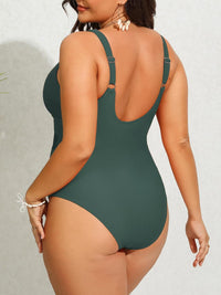 CUPSHE Women Plus Size One Piece Swimsuit V Neck Mesh Sheer Tummy Control Bathing Suit with Adjustable Wide Straps - 7DAY'S