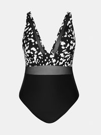CUPSHE Women Plus Size One Piece Swimsuit V Neck Mesh Sheer Tummy Control Bathing Suit with Adjustable Wide Straps - 7DAY'S