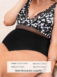 CUPSHE Women Plus Size One Piece Swimsuit V Neck Mesh Sheer Tummy Control Bathing Suit with Adjustable Wide Straps - 7DAY'S