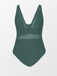 CUPSHE Women Plus Size One Piece Swimsuit V Neck Mesh Sheer Tummy Control Bathing Suit with Adjustable Wide Straps - 7DAY'S