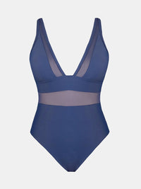 CUPSHE Women Plus Size One Piece Swimsuit V Neck Mesh Sheer Tummy Control Bathing Suit with Adjustable Wide Straps - 7DAY'S