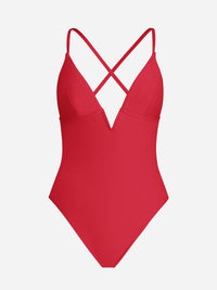 CUPSHE Women Swimsuit One Piece Bathing Suit Deep V Neck Crisscross Back Adjustable Strap - 7DAY'S