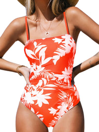 CUPSHE Women Swimsuit One Piece Bathing Suit Square Neck Cutout Back Tummy Control with Adjustable Spaghetti Straps - 7DAY'S