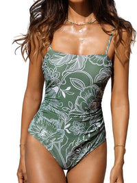 CUPSHE Women Swimsuit One Piece Bathing Suit Square Neck Cutout Back Tummy Control with Adjustable Spaghetti Straps - 7DAY'S