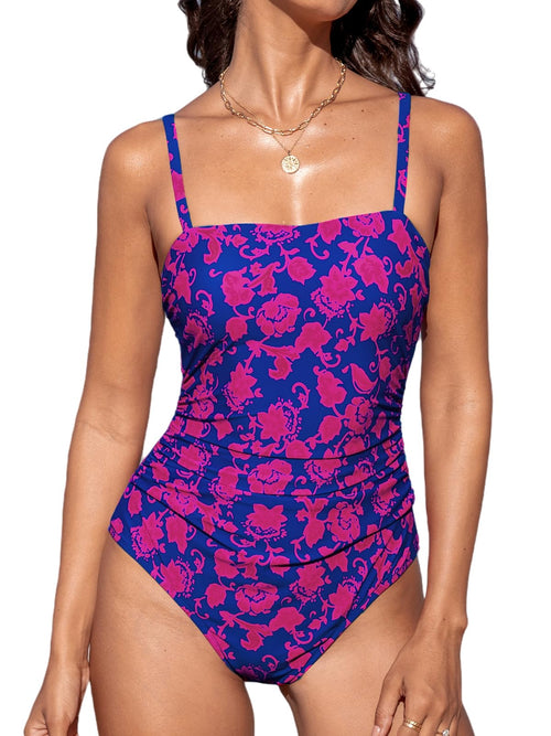 CUPSHE Women Swimsuit One Piece Bathing Suit Square Neck Cutout Back Tummy Control with Adjustable Spaghetti Straps - 7DAY'S