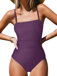 CUPSHE Women Swimsuit One Piece Bathing Suit Square Neck Cutout Back Tummy Control with Adjustable Spaghetti Straps - 7DAY'S