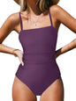 CUPSHE Women Swimsuit One Piece Bathing Suit Square Neck Cutout Back Tummy Control with Adjustable Spaghetti Straps - 7DAY'S