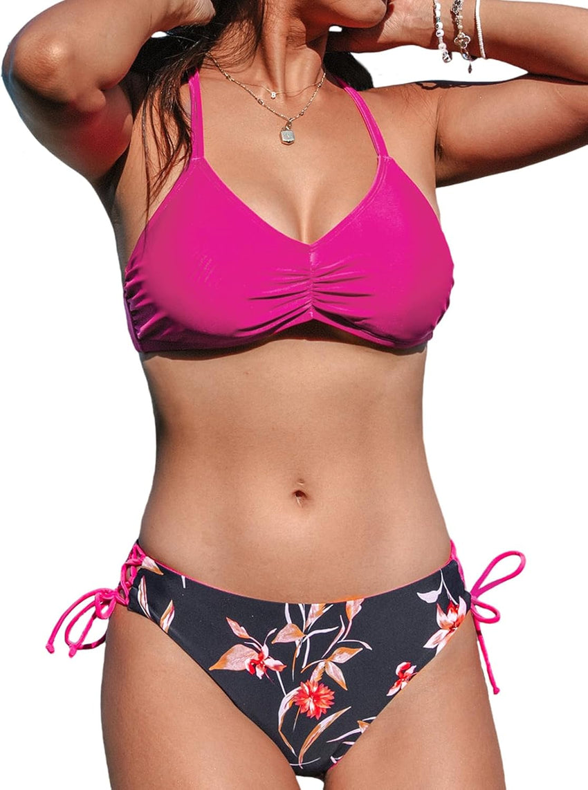 CUPSHE Women's 2 Piece Bikini Set Back Braided Straps with Reversible Bottom - 7DAY'S