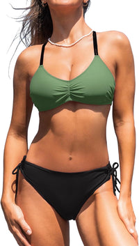 CUPSHE Women's 2 Piece Bikini Set Back Braided Straps with Reversible Bottom - 7DAY'S