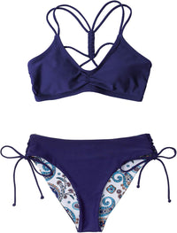 CUPSHE Women's 2 Piece Bikini Set Back Braided Straps with Reversible Bottom - 7DAY'S