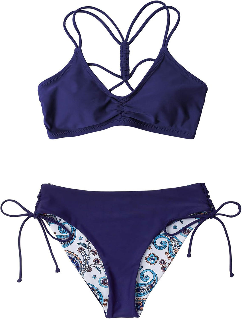 CUPSHE Women's 2 Piece Bikini Set Back Braided Straps with Reversible Bottom - 7DAY'S