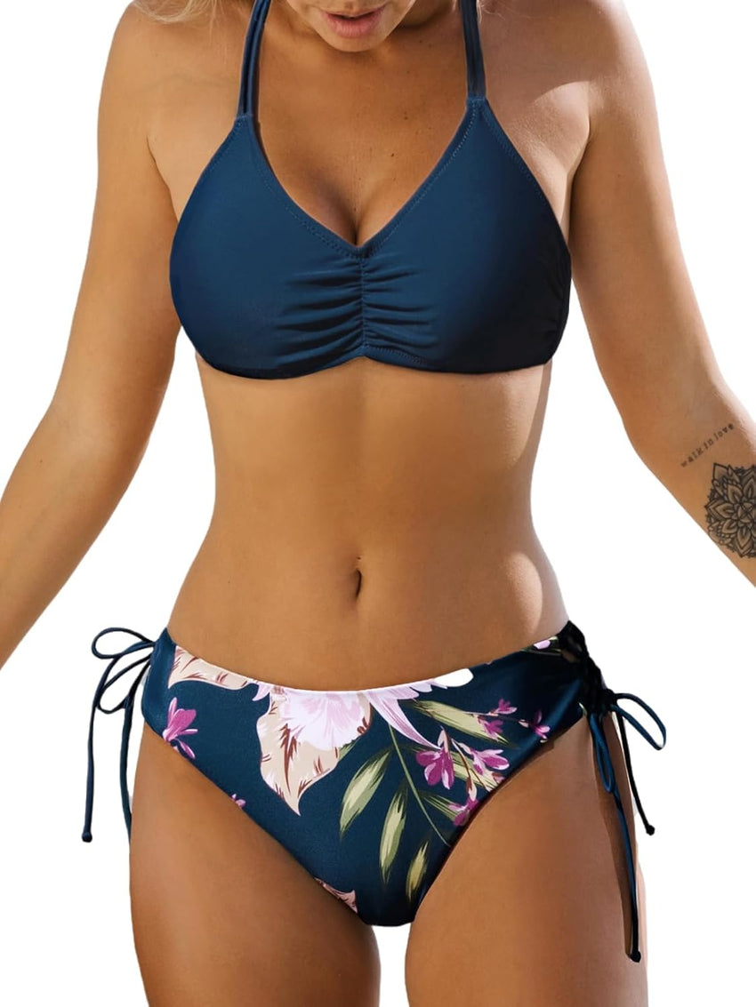 CUPSHE Women's 2 Piece Bikini Set Back Braided Straps with Reversible Bottom - 7DAY'S