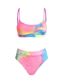 CUPSHE Women's Bikini Set Two Piece Swimsuits High Waisted Scoop Neck Spaghetti Adjustable Straps Textured - 7DAY'S